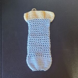 Handmade Crochet Grocery Bag Holder, Blue And Yellow